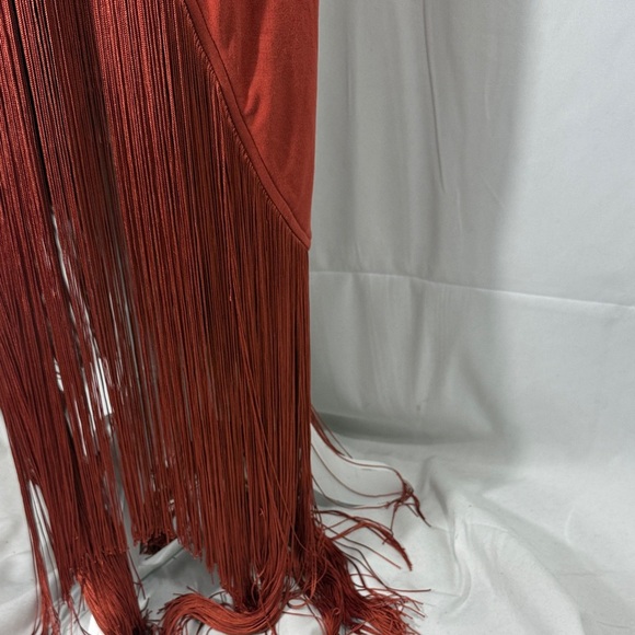 VICI Khloe Fringe Maxi Dress Rust Red Size M - Picture 7 of 13